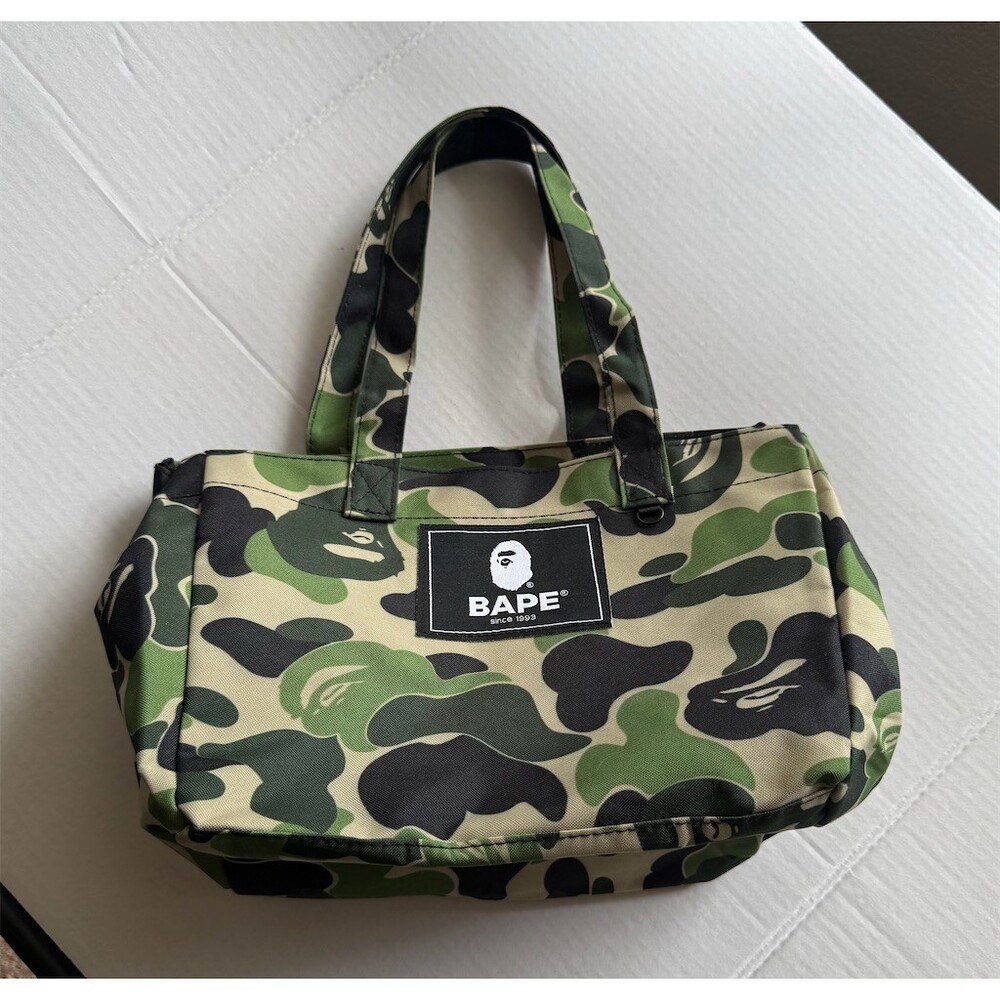 A Bathing Ape BAPE Mini Tote Bag Womens Green Camo Ape Head Logo 12x8x6